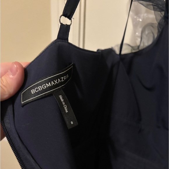 BCBGMAXAZRIA Evening Ruffled Gown, navy tiered tulle - Picture 12 of 13